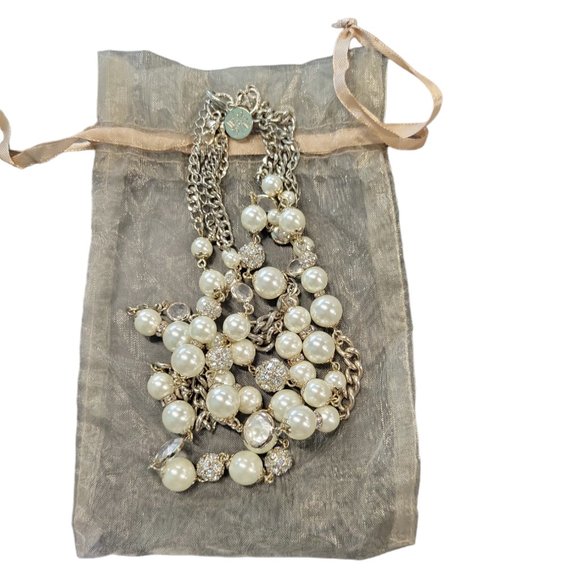 WHBM Faux Pearl & Diamond Necklace - Picture 3 of 3